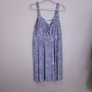 New Torrid Purple with White Floral Swirl Print Tank Top Jersey Dress 2X